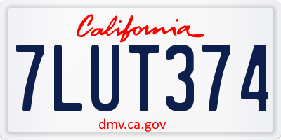 CA license plate 7LUT374