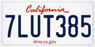 CA license plate 7LUT385