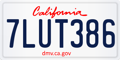 CA license plate 7LUT386