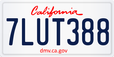 CA license plate 7LUT388