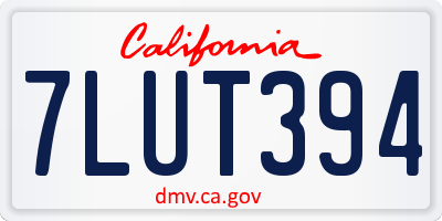 CA license plate 7LUT394