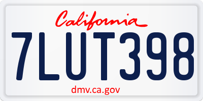 CA license plate 7LUT398