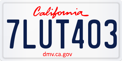 CA license plate 7LUT403