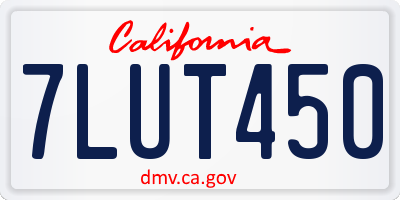 CA license plate 7LUT450