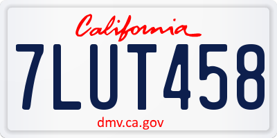 CA license plate 7LUT458