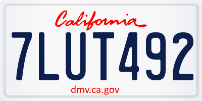 CA license plate 7LUT492
