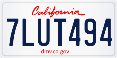 CA license plate 7LUT494