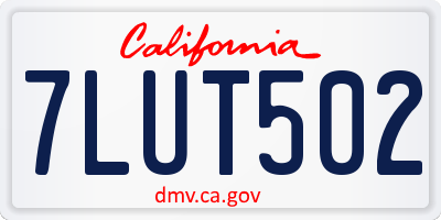 CA license plate 7LUT502