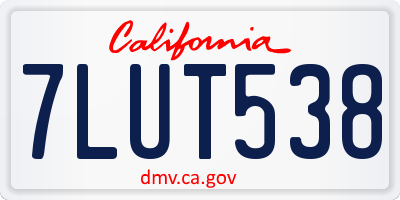 CA license plate 7LUT538