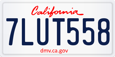 CA license plate 7LUT558