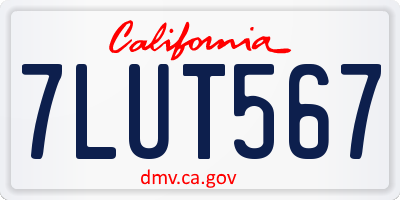 CA license plate 7LUT567