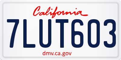 CA license plate 7LUT603