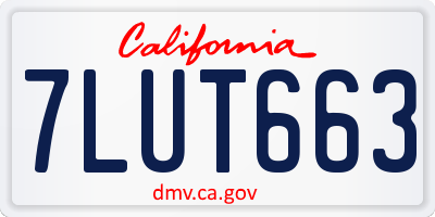 CA license plate 7LUT663