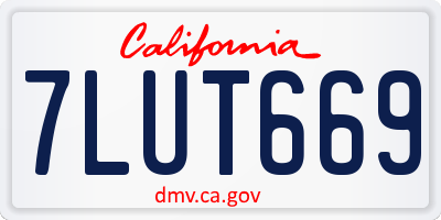 CA license plate 7LUT669