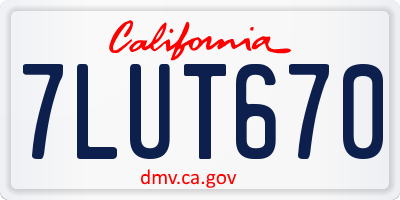 CA license plate 7LUT670