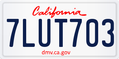 CA license plate 7LUT703