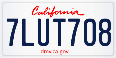 CA license plate 7LUT708