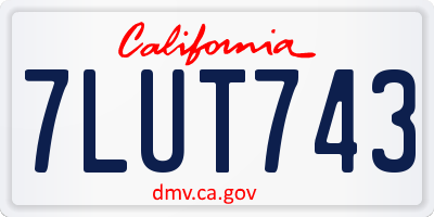 CA license plate 7LUT743