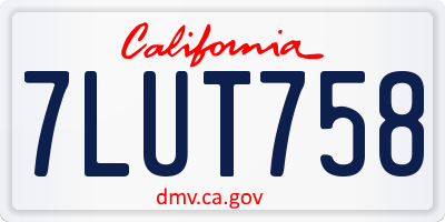CA license plate 7LUT758