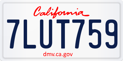 CA license plate 7LUT759