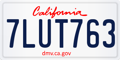 CA license plate 7LUT763