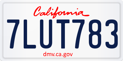CA license plate 7LUT783
