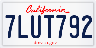 CA license plate 7LUT792