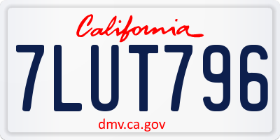 CA license plate 7LUT796