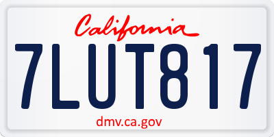 CA license plate 7LUT817