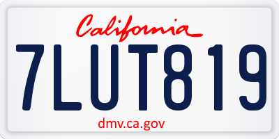 CA license plate 7LUT819