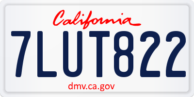 CA license plate 7LUT822