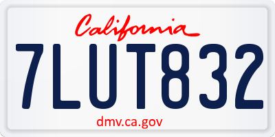 CA license plate 7LUT832