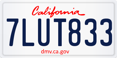 CA license plate 7LUT833