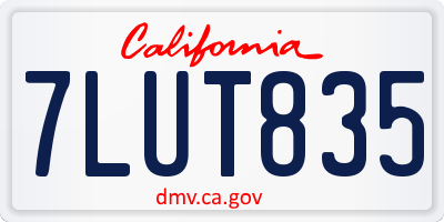 CA license plate 7LUT835