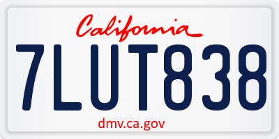 CA license plate 7LUT838