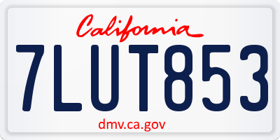 CA license plate 7LUT853