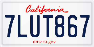 CA license plate 7LUT867