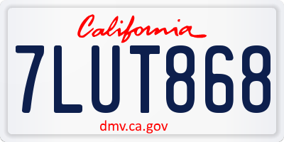 CA license plate 7LUT868