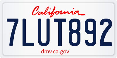 CA license plate 7LUT892
