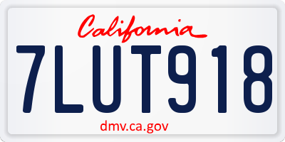 CA license plate 7LUT918