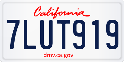 CA license plate 7LUT919