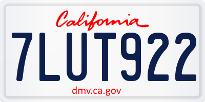 CA license plate 7LUT922