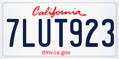 CA license plate 7LUT923