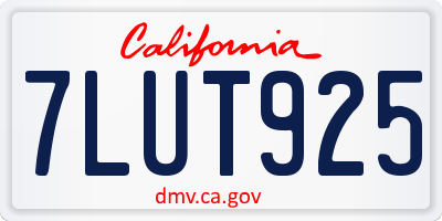 CA license plate 7LUT925