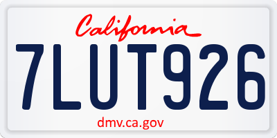 CA license plate 7LUT926