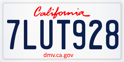 CA license plate 7LUT928