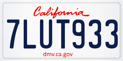CA license plate 7LUT933