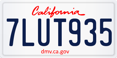 CA license plate 7LUT935