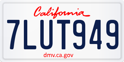 CA license plate 7LUT949