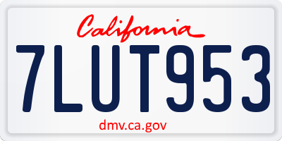 CA license plate 7LUT953